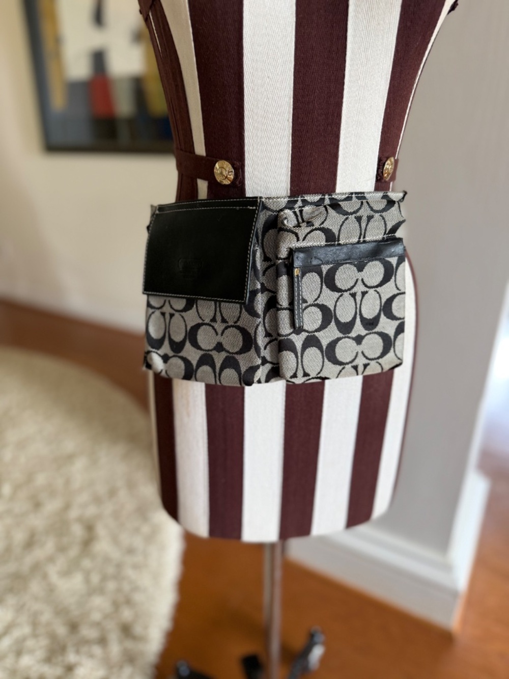 Vtg Coach Signature Jacquard Black Flat File/Utility Belt Bag Circa 2003–2007 - Picture 4 of 16